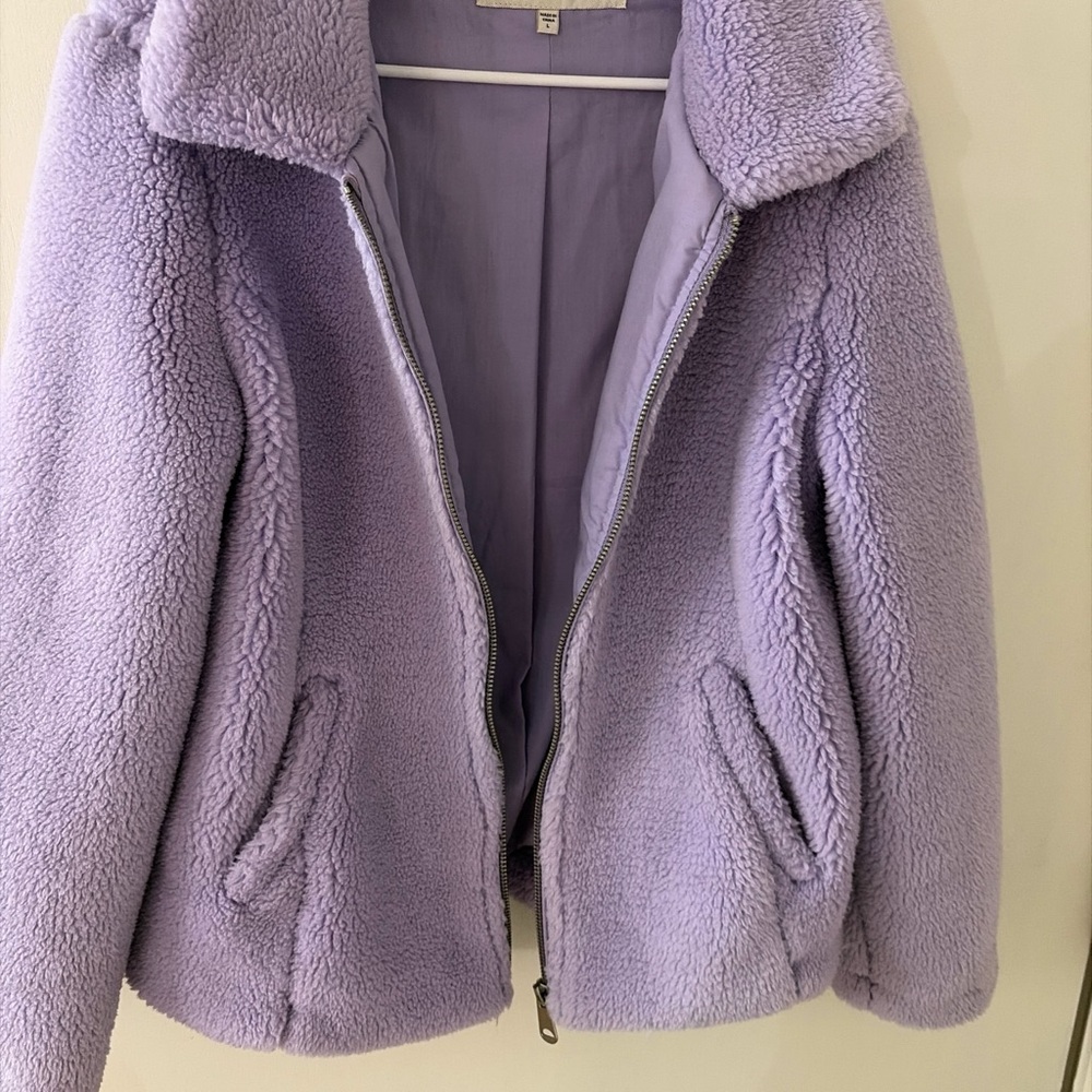 Lavender Teddy Zip-Front Jacket by Jelly Collections - Picture 3 of 4